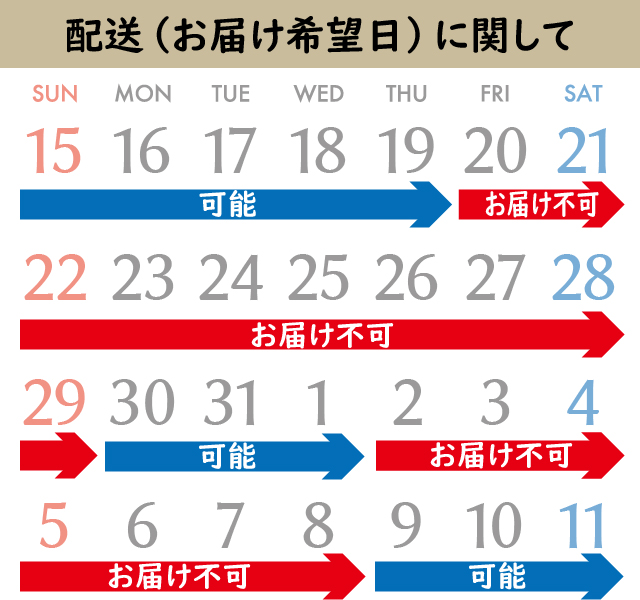 パイサク配送カレンダー店頭受付分