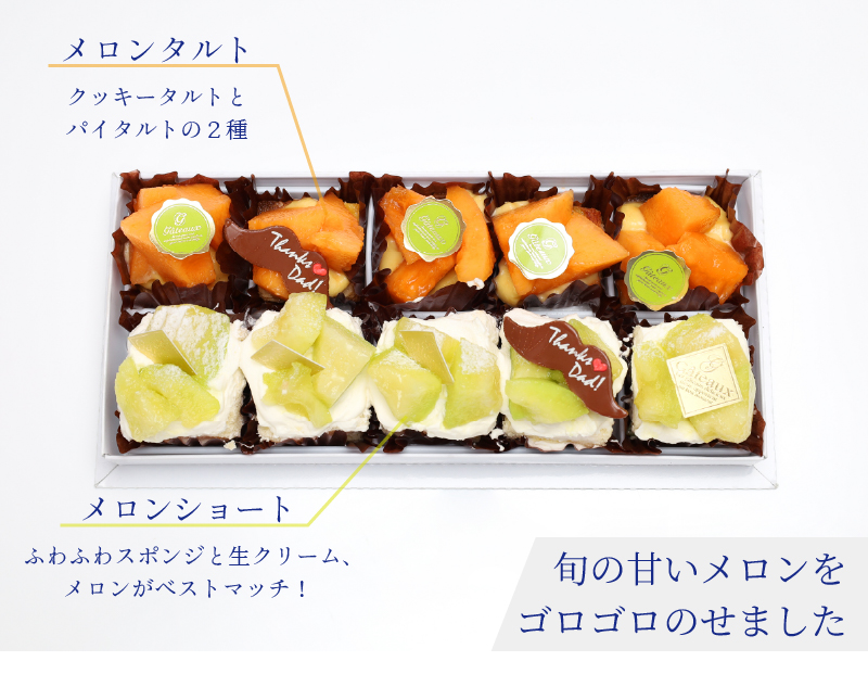 旬のメロンをショートケーキとタルトに